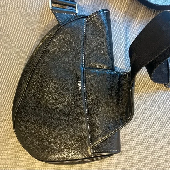 CHRISTIAN DIOR X SHAWN STUSSY Grained Calfskin Bee Saddle Bag Black - Picture 9 of 13
